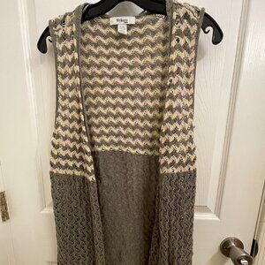 Style & Co Sleeveless Cardigan Olive Sage Green Loose Knit Tunic Cardigan Vest
